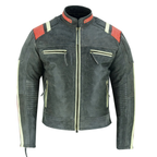 Striped Stonewash Grey Cowhide Motorcycle Jackets