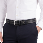 Mens Designer Belts with Durable Quad-Stitch Design on Premium Leather