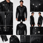 Rustic Vintage Biker Jackets with Fringe and Conchos