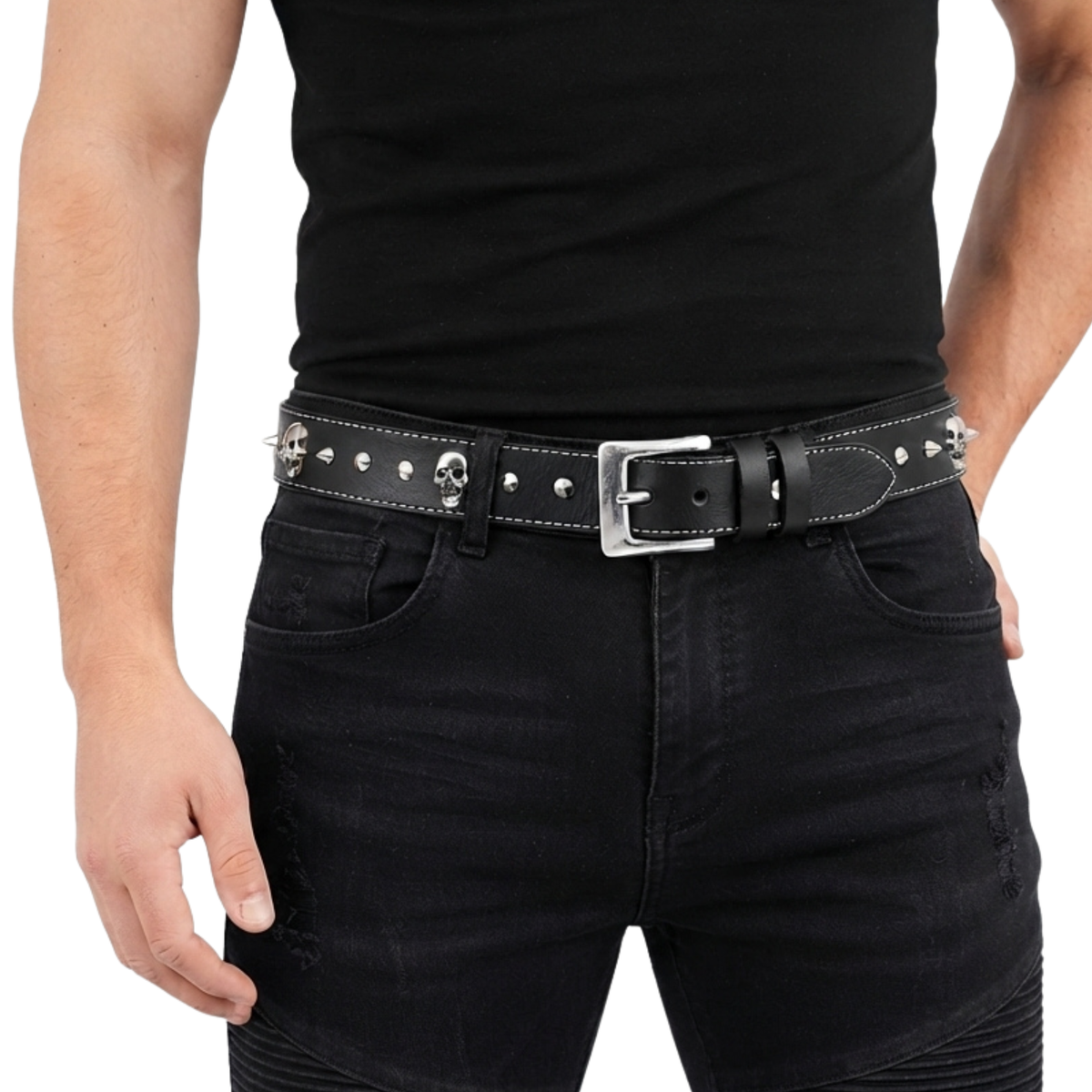 Best Leather Belts for Men with Skull and Pyramid Studs