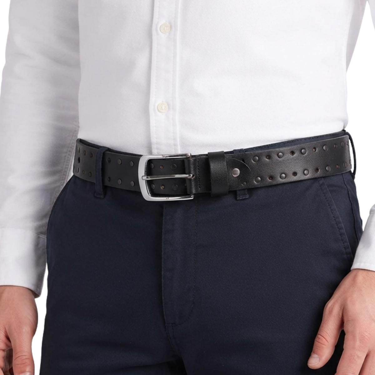 Gents Leather Belts with Distinctive Crazy Rivets Design