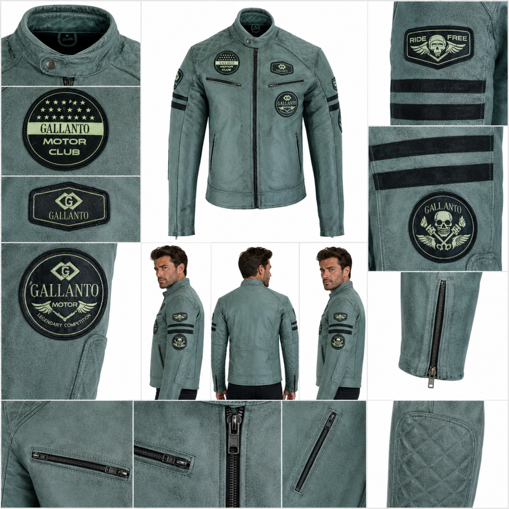 Men’s Leather Biker Jacket with Removable Thermal Lining