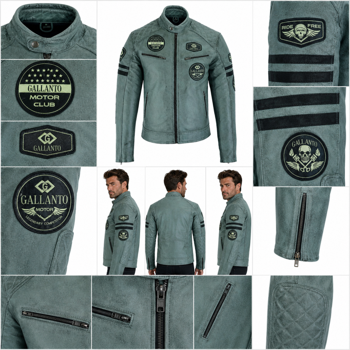 Men’s Leather Biker Jacket with Removable Thermal Lining