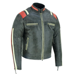 Striped Stonewash Grey Cowhide Motorcycle Jackets