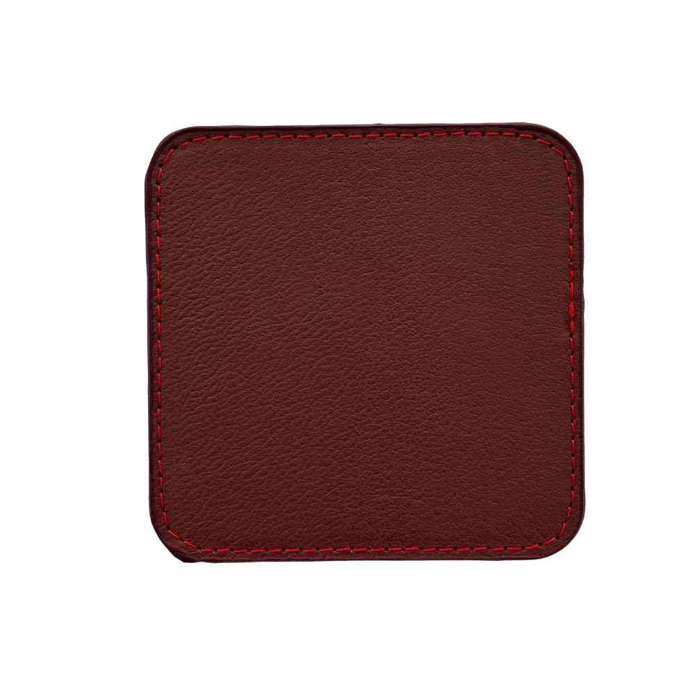 Beverage Coasters Set with Matching Leather Holder for Drinks