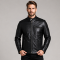 Men’s Leather Motorcycle Jacket with Armor Racer Style