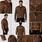 Rustic Vintage Biker Jackets with Fringe and Conchos