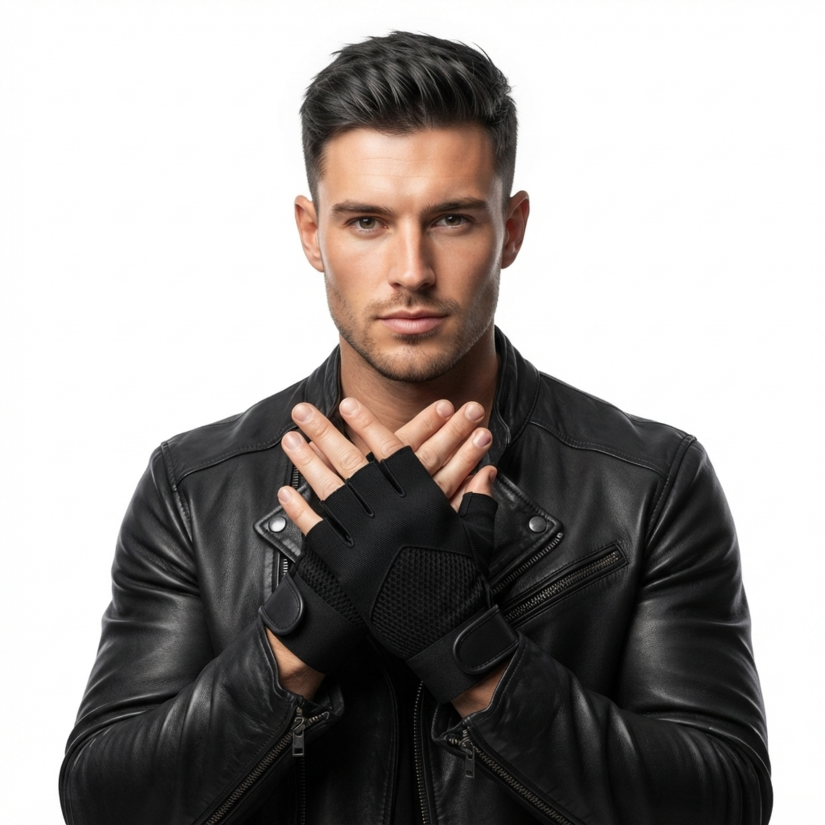 Fingerless Leather Gloves for Men in Nappa Leather