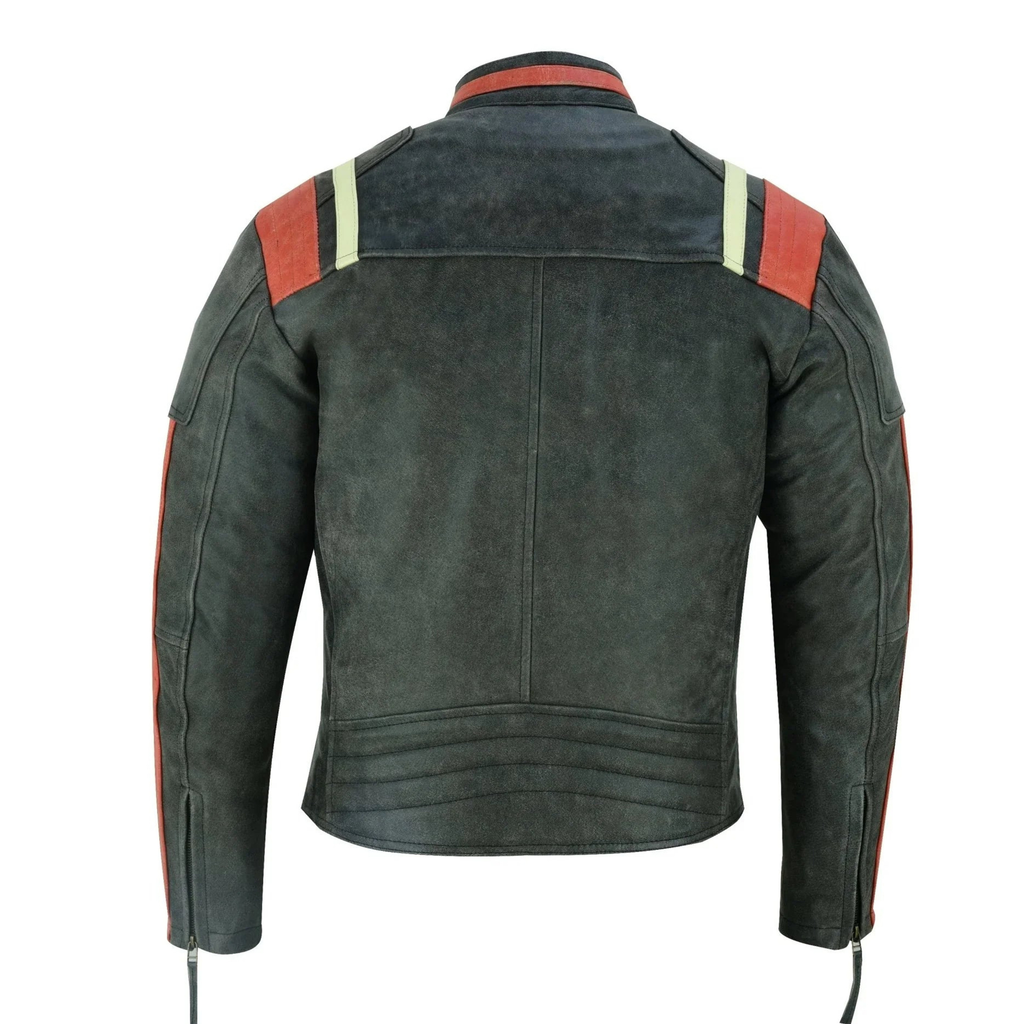 Striped Stonewash Grey Cowhide Motorcycle Jackets