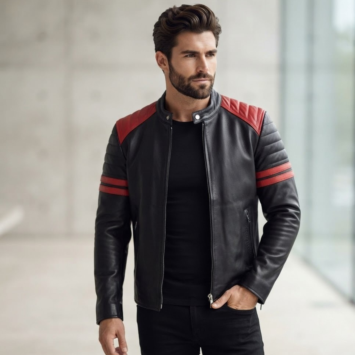 Mens Leather Moto Jacket – Fight Club-Inspired Design