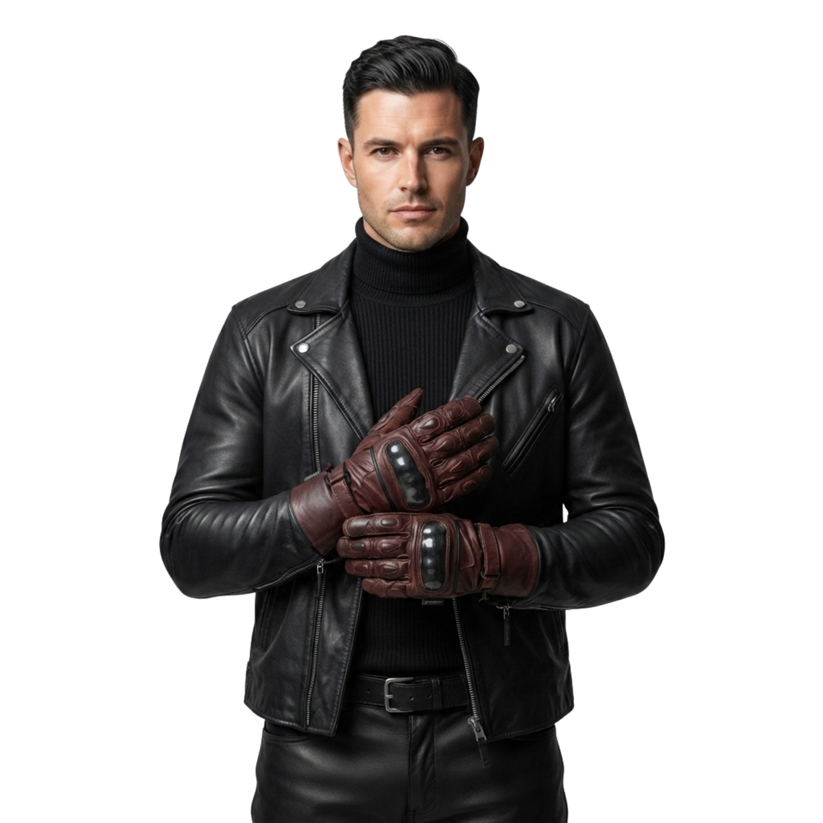 Leather Winter Gloves Men Armoured Motorcycle Riding Gloves