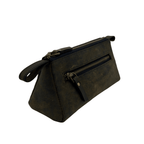 Leather Makeup Bag with Structured Wide-Base Travel-Friendly Design