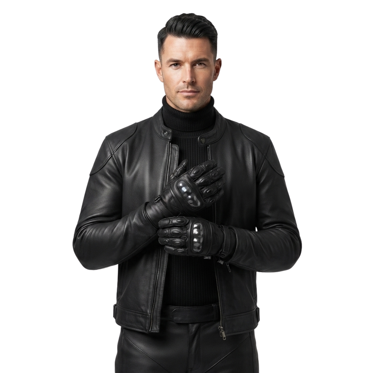 Leather Winter Gloves Men Armoured Motorcycle Riding Gloves