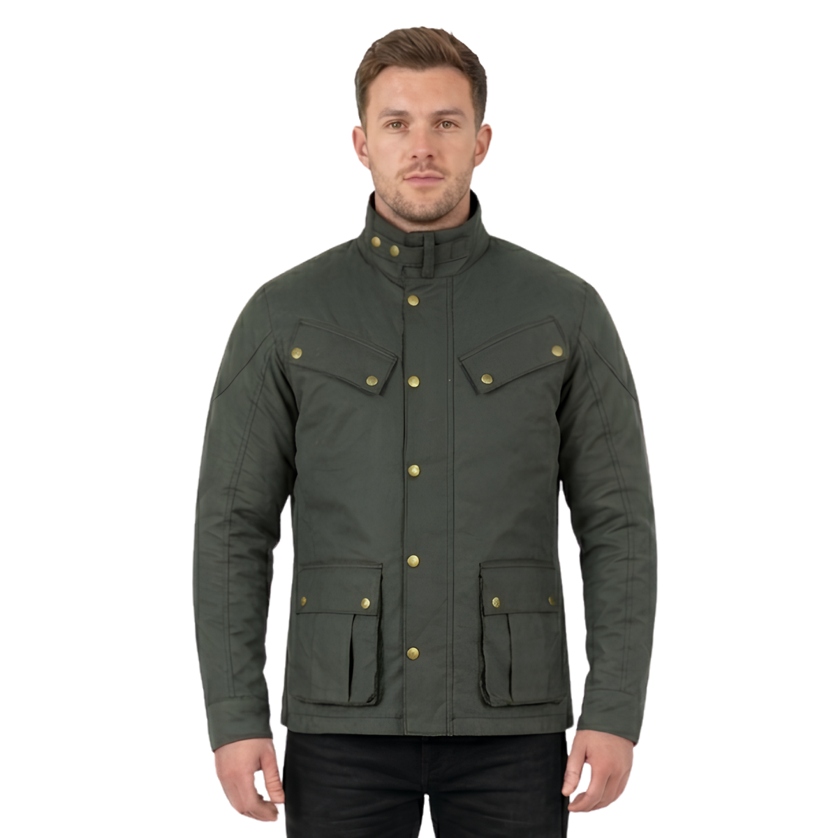 Wax Cotton Coat Men – Vintage Waterproof Motorcycle Biker Jacket