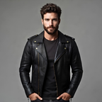 Men's Leather Riding Jacket with Removable Thermal Liner