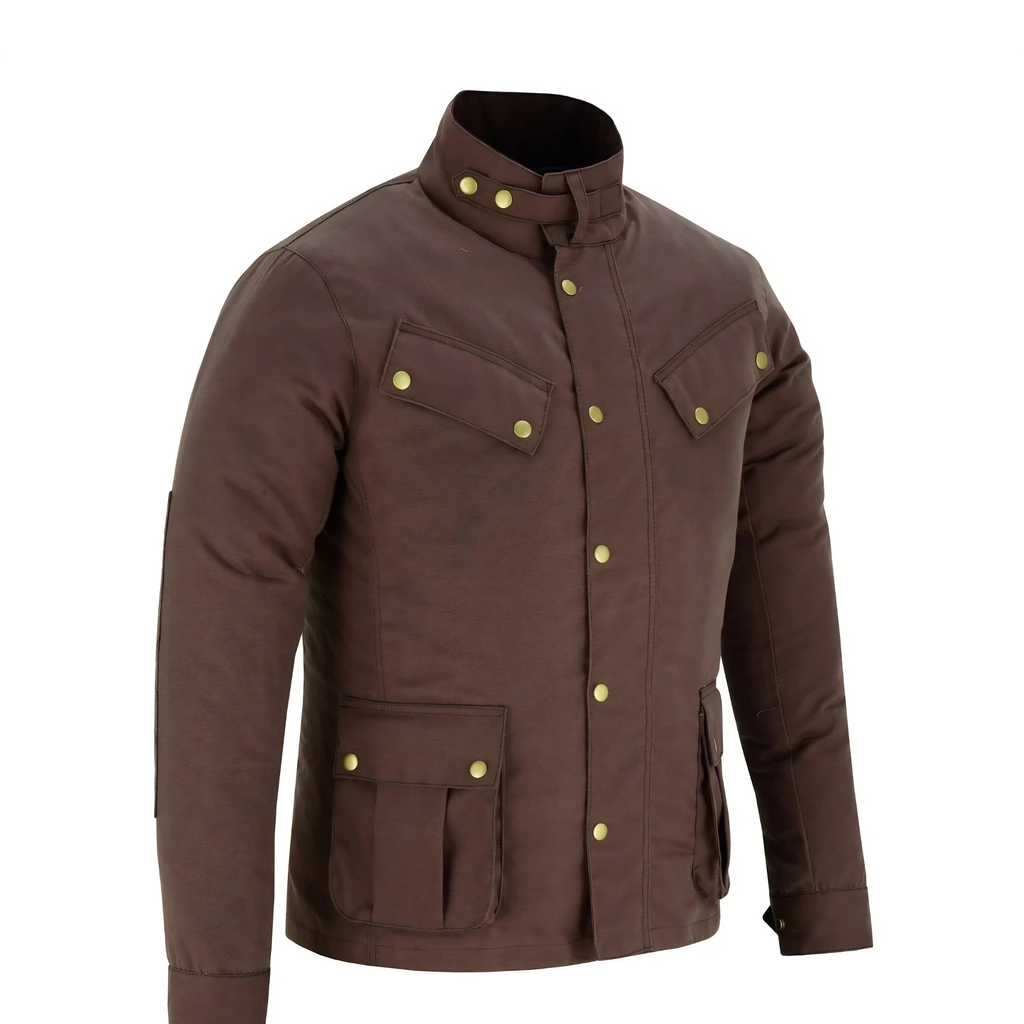 Wax Cotton Coat Men – Vintage Waterproof Motorcycle Biker Jacket