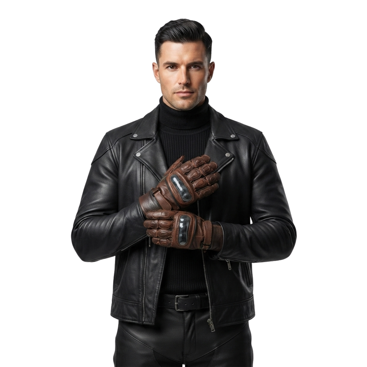 Leather Winter Gloves Men Armoured Motorcycle Riding Gloves