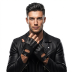 Fingerless Leather Gloves for Men in Nappa Leather