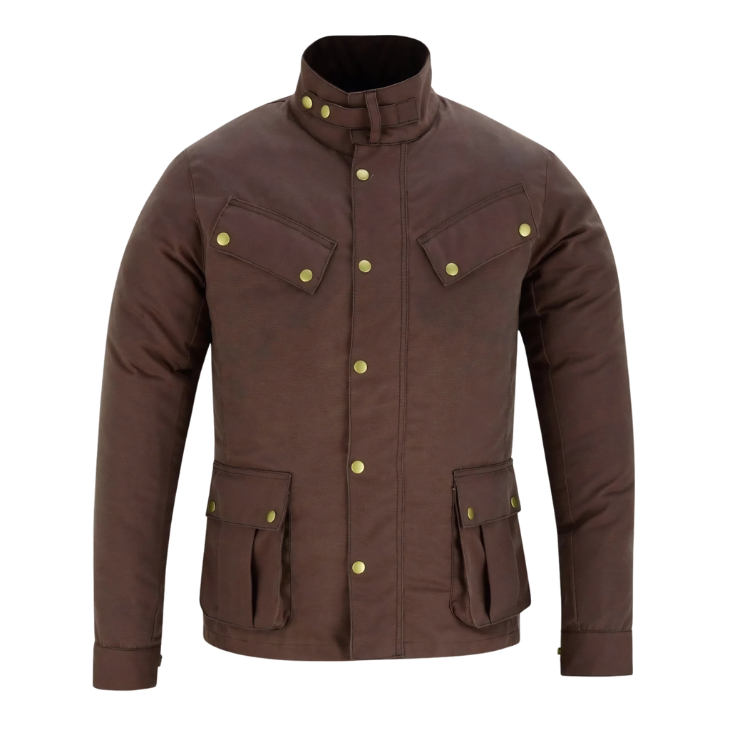 Wax Cotton Coat Men – Vintage Waterproof Motorcycle Biker Jacket