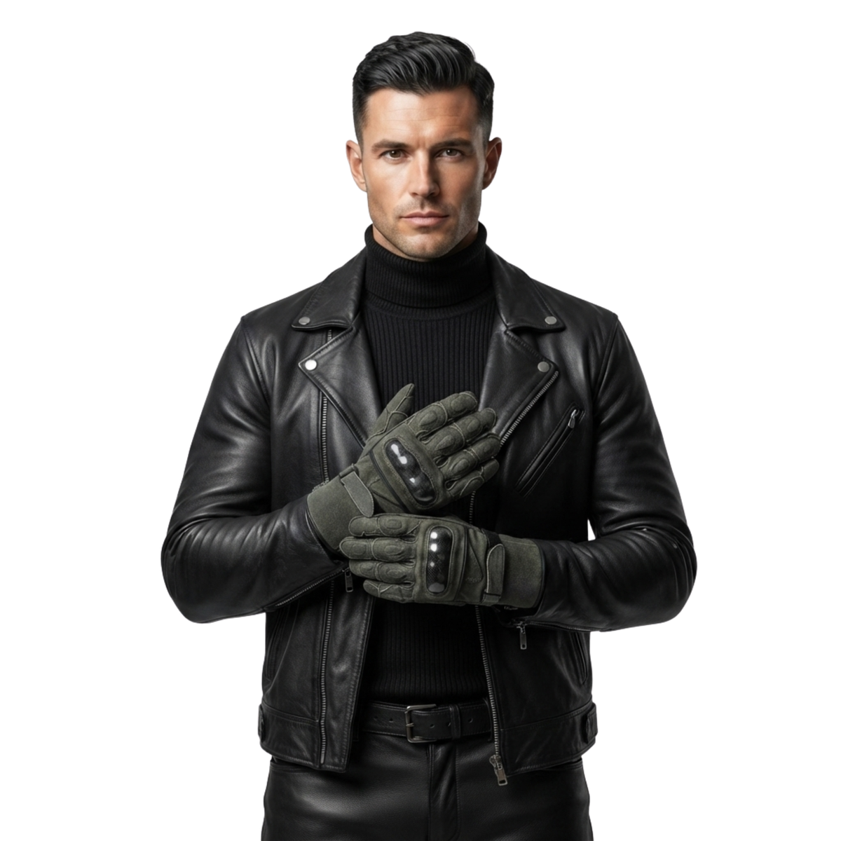 Leather Winter Gloves Men Armoured Motorcycle Riding Gloves