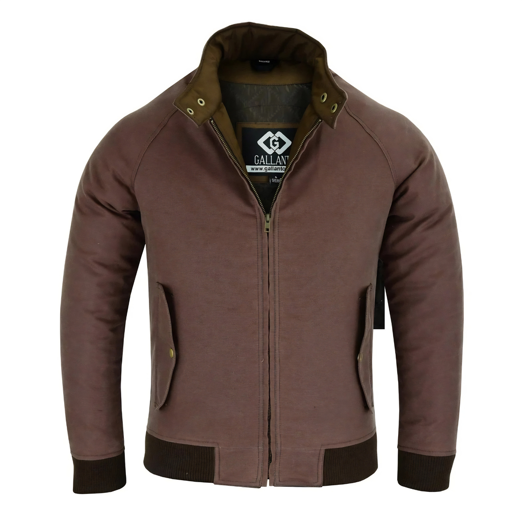 Bomber Jacket for Men Waxed Cotton Motorcycle Jacket