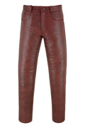 Biker Fitted Red Leather Pants for Men