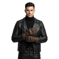 Biker Leather Gloves with Waterproof Thermal Protection