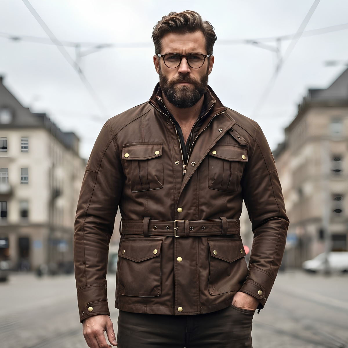 Wax Cotton Coat Waterproof Motorcycle Touring Jacket for Men
