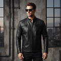 Men’s Leather Jackets with Quilted Racer Styling