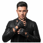 Fingerless Leather Gloves for Men in Nappa Leather