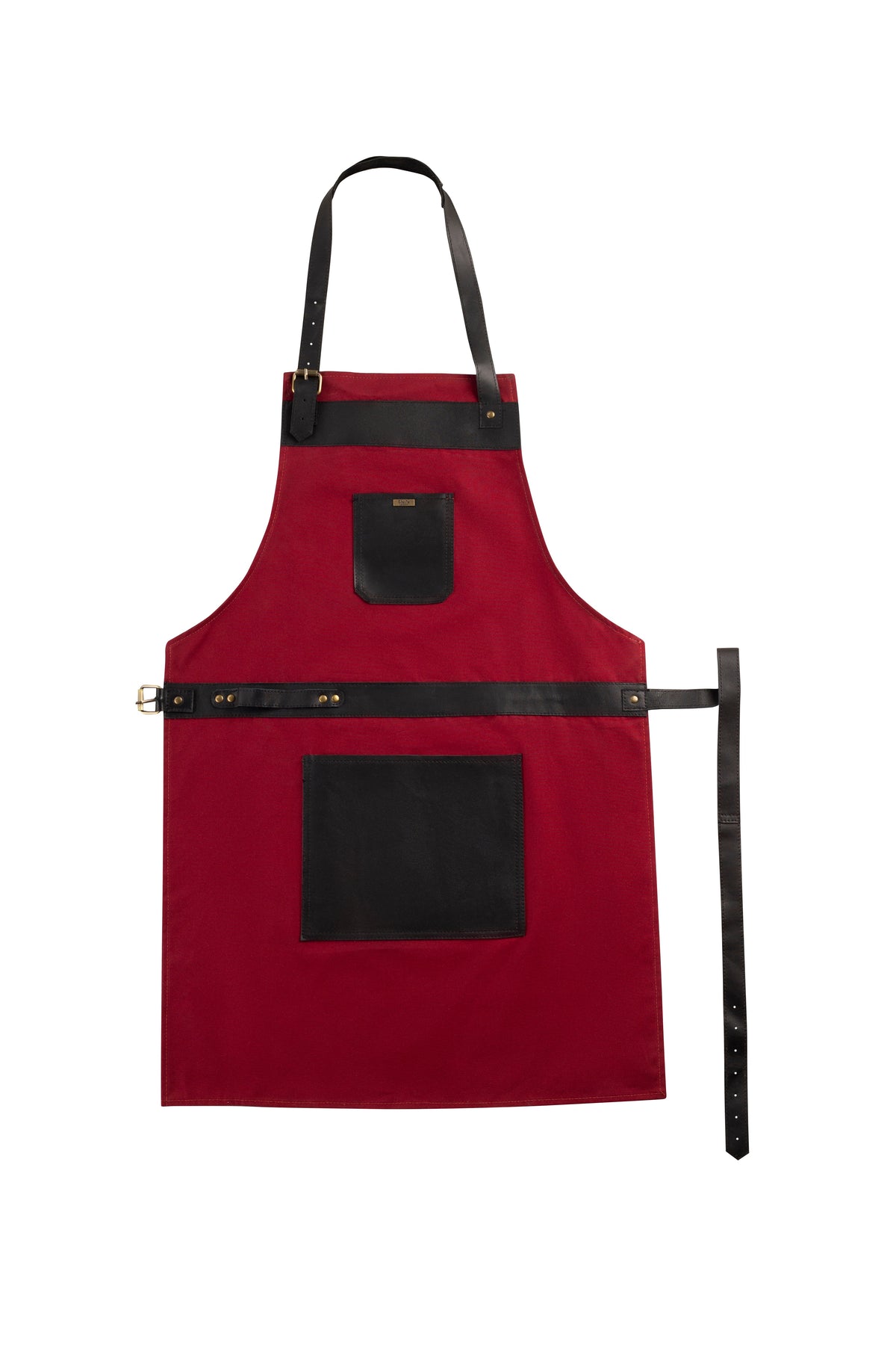 BBQ Apron with Leather Straps and Utility Pockets