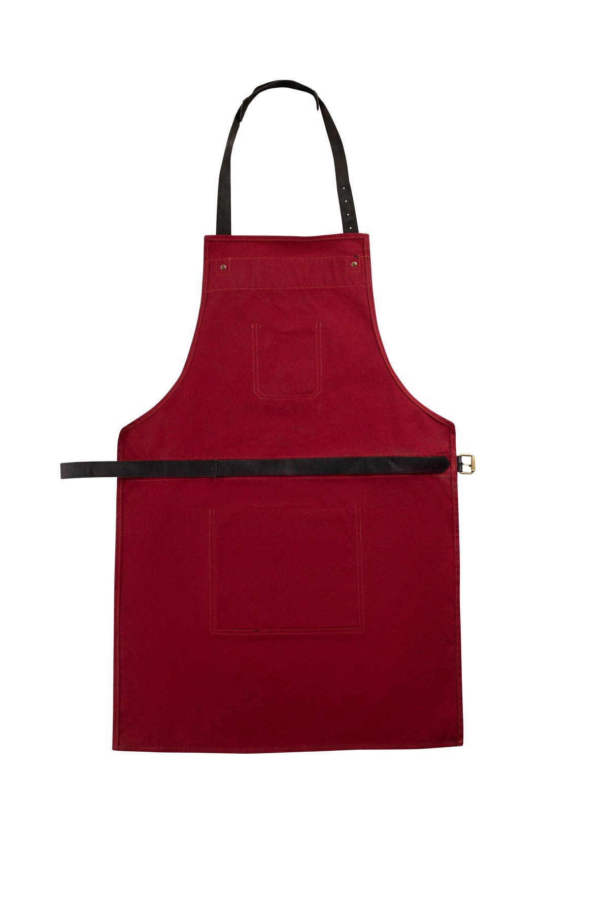 BBQ Apron with Leather Straps and Utility Pockets