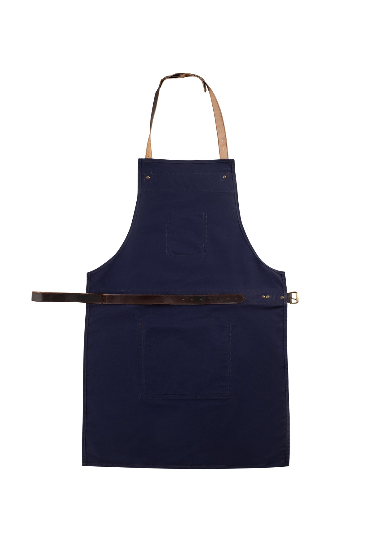 BBQ Apron with Leather Straps and Utility Pockets