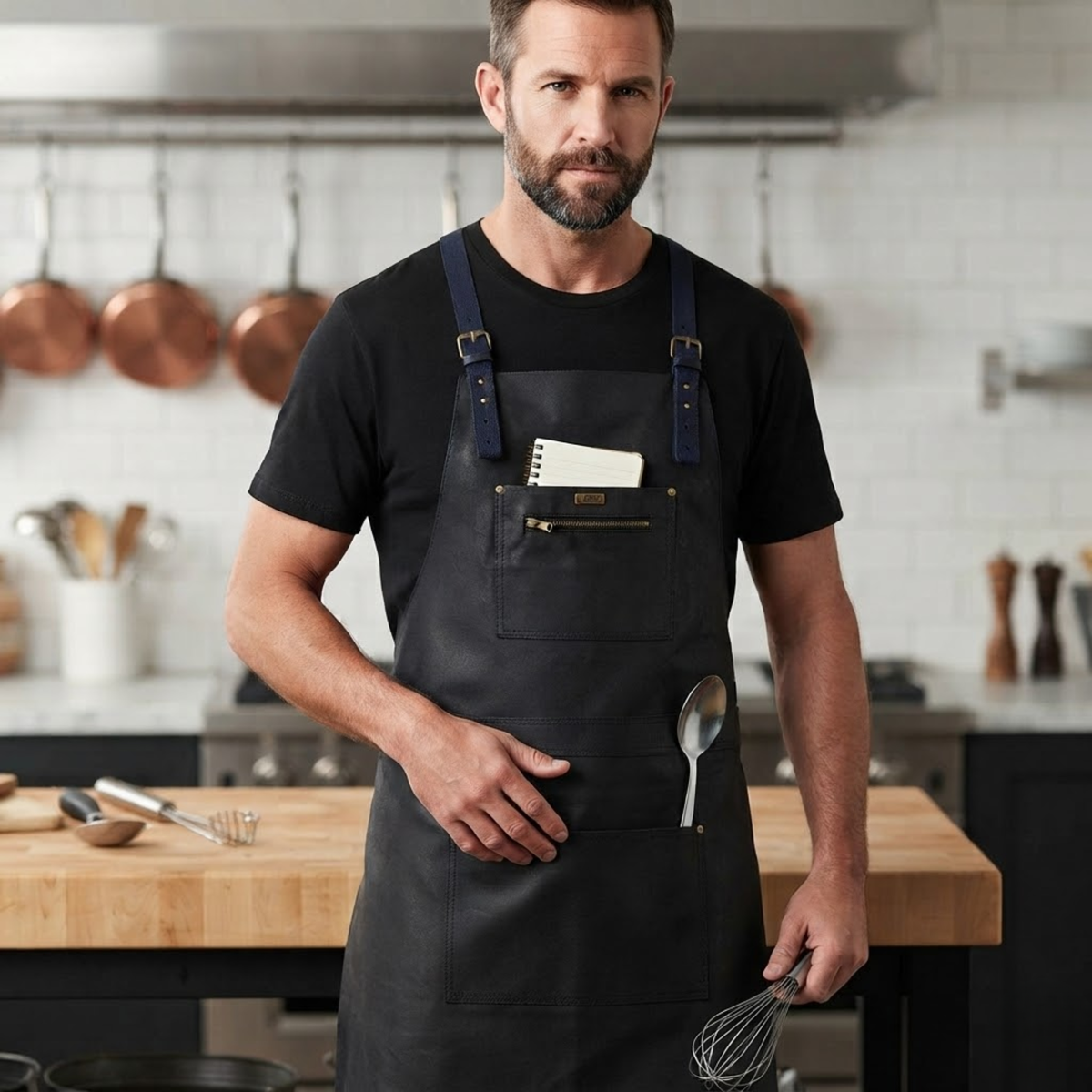 Chef Apron with Cross Back Straps and Utility Pockets