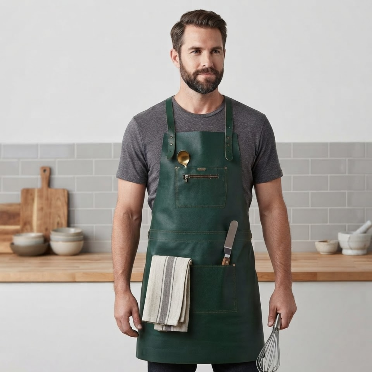 Chef Apron with Cross Back Straps and Utility Pockets