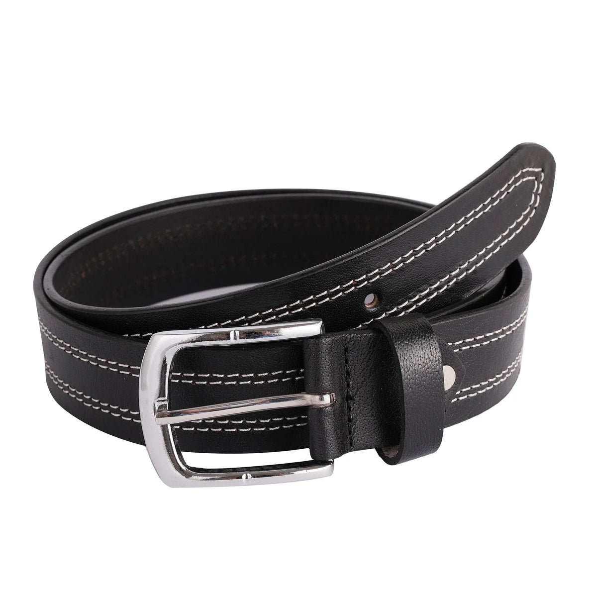 Mens Designer Belts with Durable Quad-Stitch Design on Premium Leather