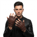 Fingerless Leather Gloves for Men in Nappa Leather
