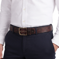 Real Leather Belt with Western Floral Embossed Design