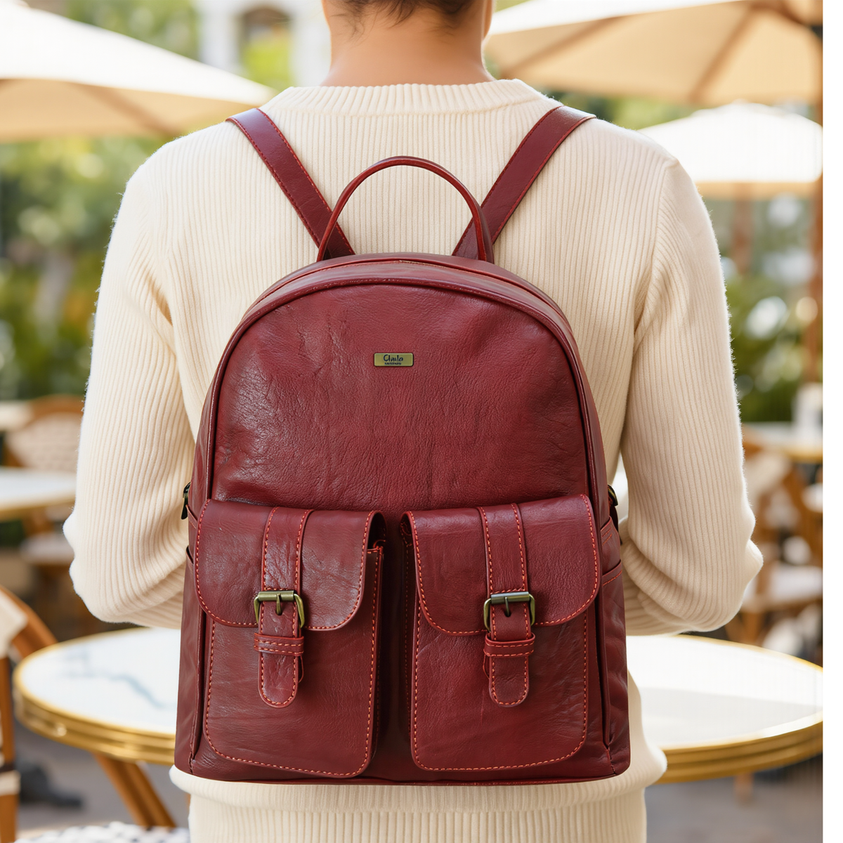 Leather Backpack Women Can Carry for Work with Padded Laptop Sleeve