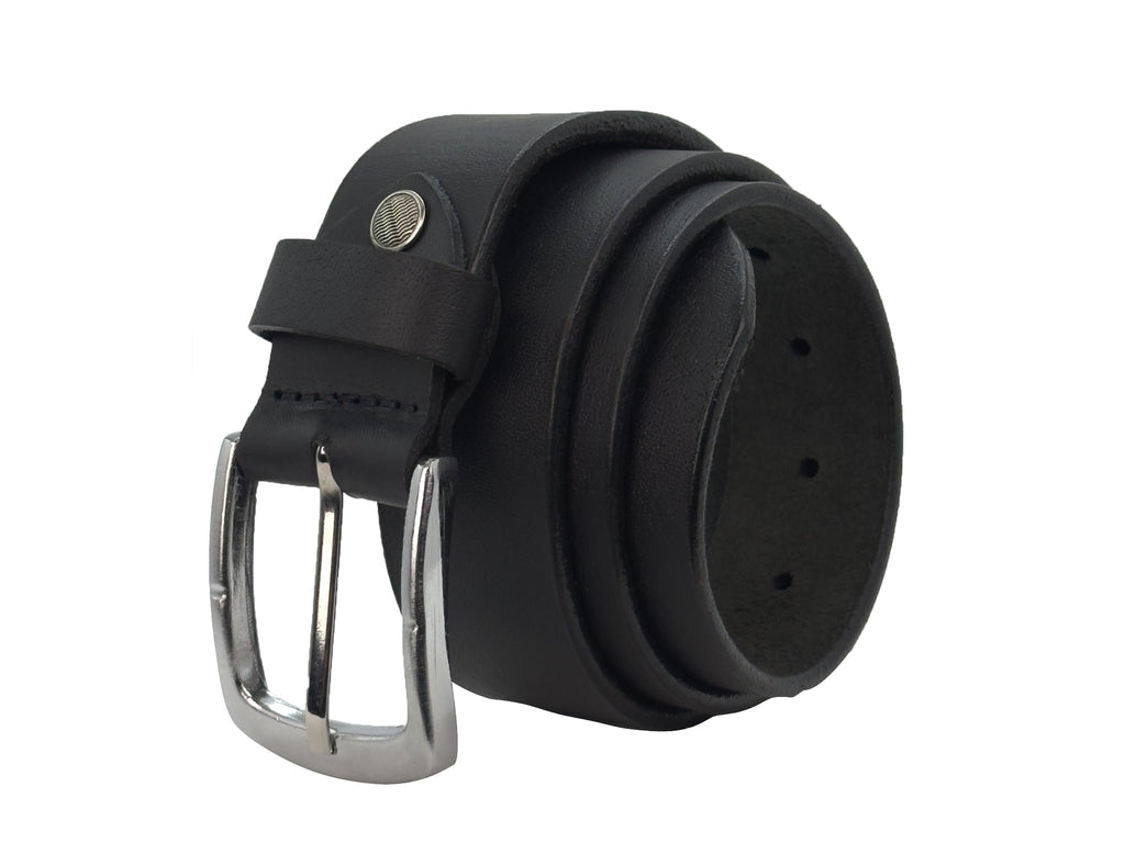 Male Leather Belt with Coordinated Brass Hardware