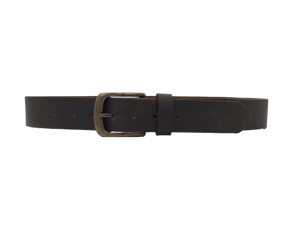 Male Leather Belt with Coordinated Brass Hardware