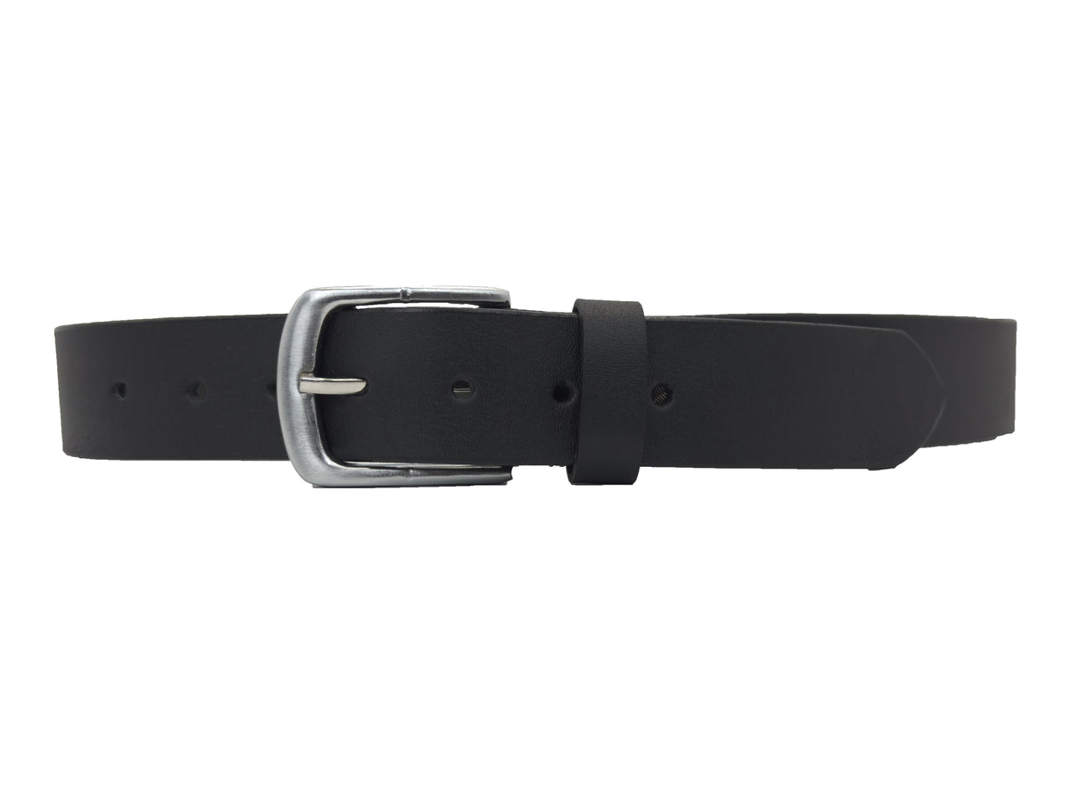 Male Leather Belt with Coordinated Brass Hardware