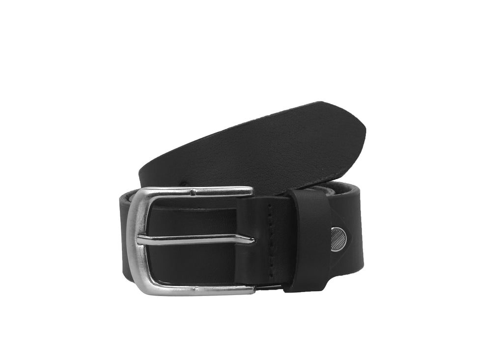 Male Leather Belt with Coordinated Brass Hardware