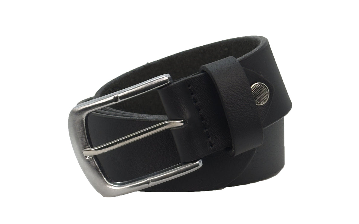 Male Leather Belt with Coordinated Brass Hardware