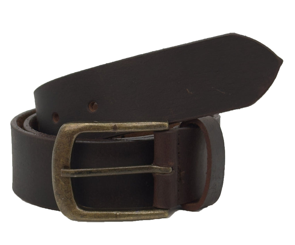 Male Leather Belt with Coordinated Brass Hardware