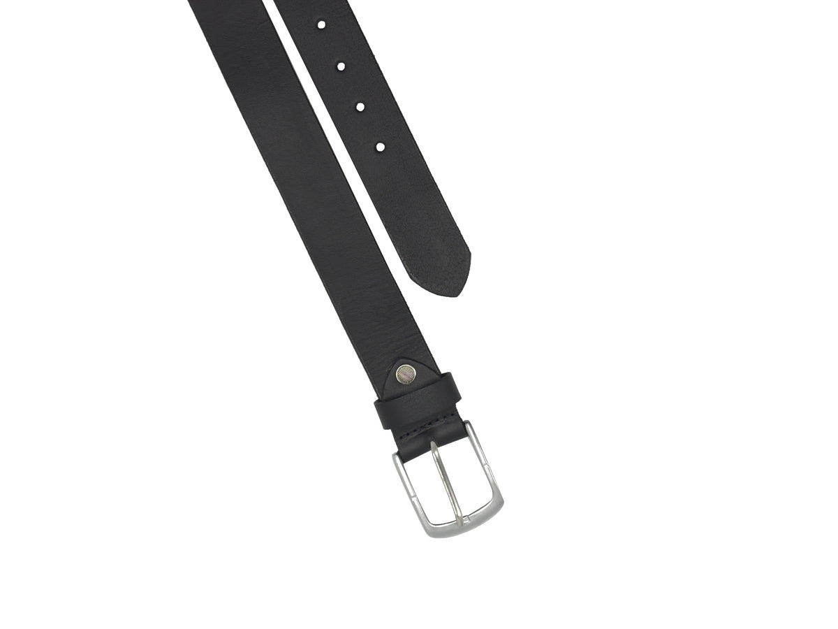 Male Leather Belt with Coordinated Brass Hardware