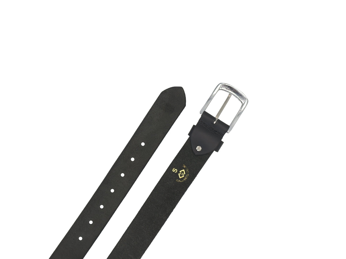 Male Leather Belt with Coordinated Brass Hardware