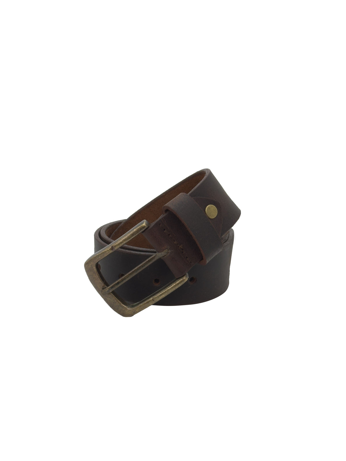 Male Leather Belt with Coordinated Brass Hardware