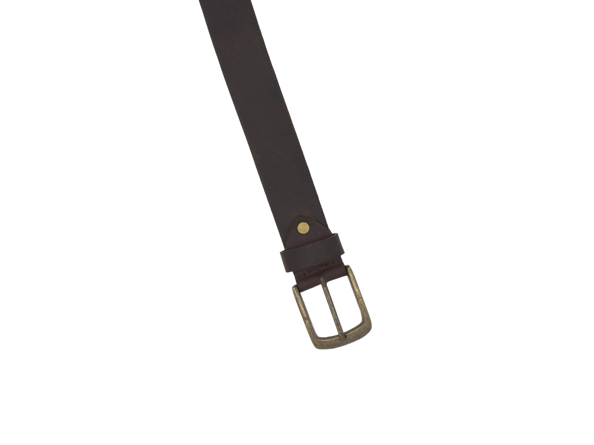 Male Leather Belt with Coordinated Brass Hardware