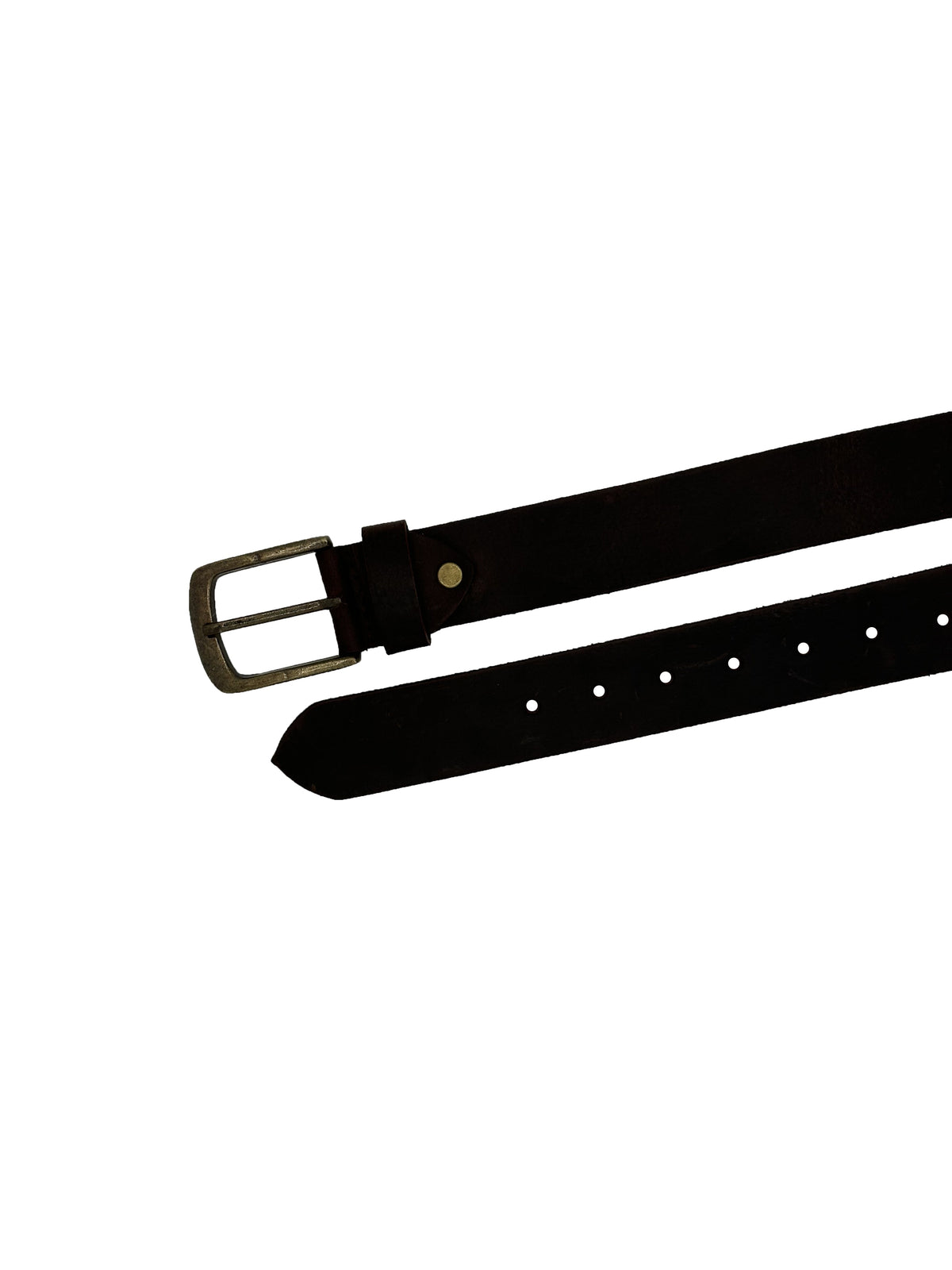 Male Leather Belt with Coordinated Brass Hardware